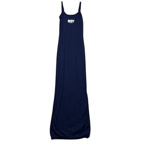Y2K DKNY Navy Blue Slit Maxi Dress 2000s Size Small